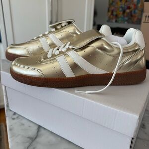 Gold and White Kids Sneakers